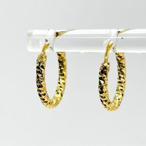 NWOT Textured Tiny Hoops 18k Stainless Steel Gold Plated - NON TARNISHING 10MM